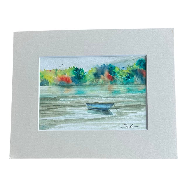 “Early Fall” Matted Original Watercolor by Nancy Smith For Sale