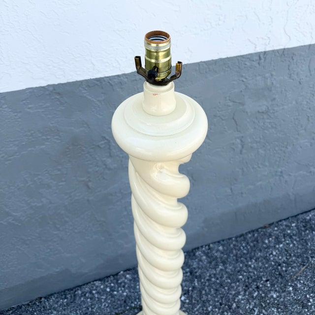 Postmodern Cream Spiral Wooden Floor Lamp For Sale - Image 4 of 7