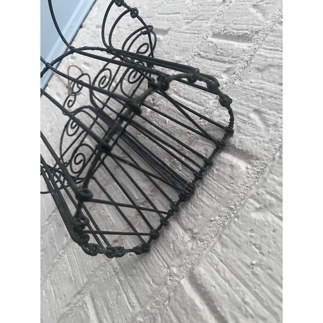 Late 20th Century Vintage French Wrought Iron Wall-Mounted Scrollwork Plant Garden Basket 13” Tall X 11” Wide For Sale - Image 5 of 7