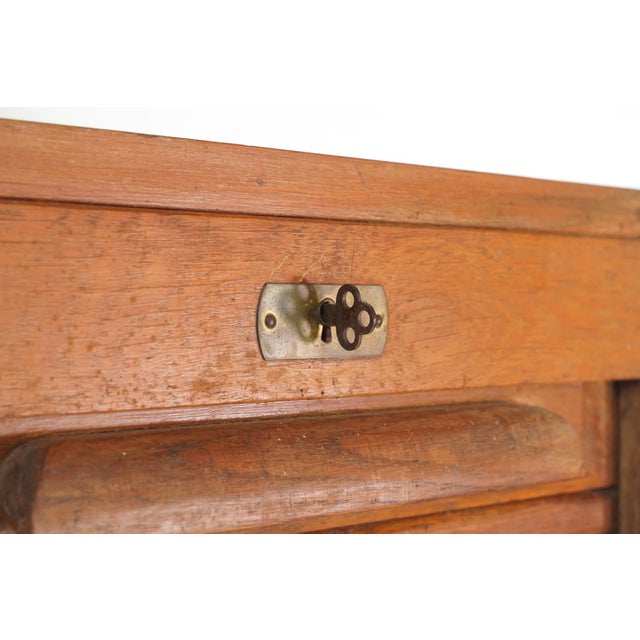 Vintage European Mid Century Double Tambour Door Office File Cabinet For Sale - Image 4 of 12