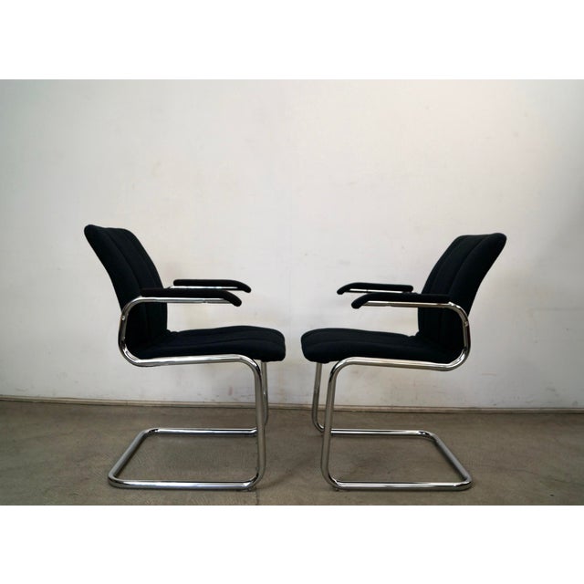 Metal 1970’s Mid-Century Modern Chrome Arm Chairs - A Pair For Sale - Image 7 of 12