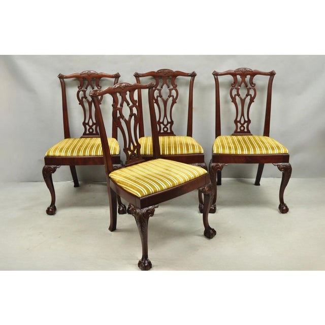 Early 20th Century John Stuart Chippendale Carved Mahogany Ball and Claw Dining Chairs - Set of 4 For Sale - Image 16 of 16
