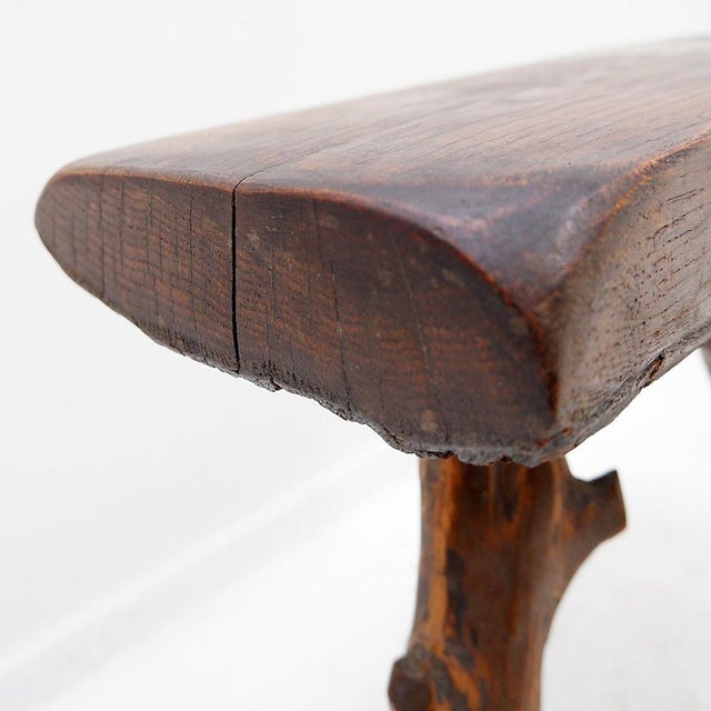 Brutalist Rustic Tripod Wooden Stool, 1950s For Sale - Image 4 of 13