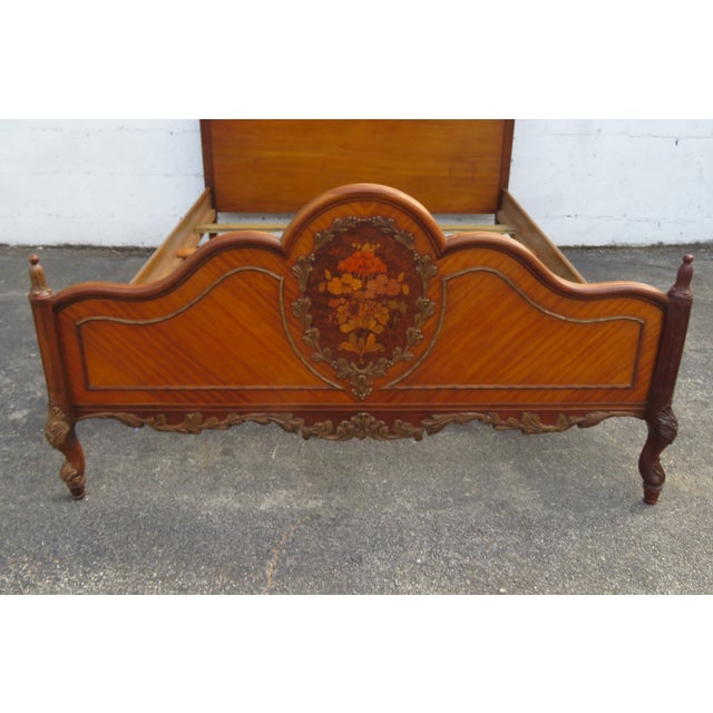 French Johnson Furniture Carved Inlay Full Size Bed 6236 For Sale - Image 13 of 17