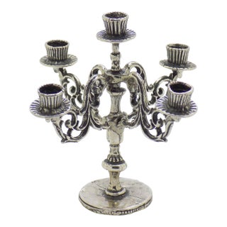 Vintage Italian Handmade Genuine Silver Candelabra Large Dollhouse Miniature For Sale