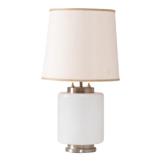 Italian Midcentury Table Lamp With Opalescent Glass Lighted Base For Sale