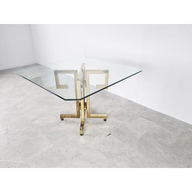 Metal Geometrical Brass and Glass Dining Table, 1970s For Sale - Image 7 of 12