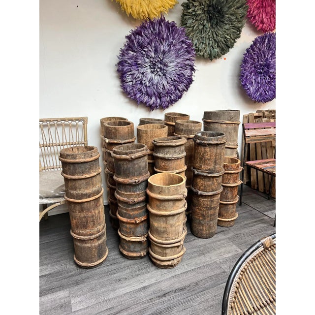 Brown Antique Butter Churn Wood Pot For Sale - Image 8 of 8