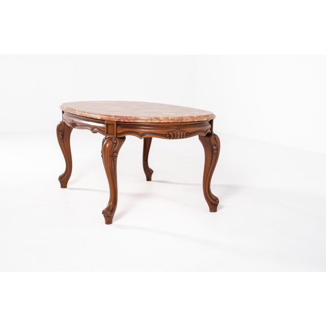 Vintage Louis XV Style Coffee Table with Marble Top For Sale - Image 4 of 16