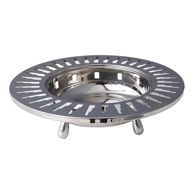 Footed Bowl with Skyscraper Cutout in Stainless Steel from Alessi, 1990s For Sale