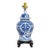 Vintage Blue & White Chinoiserie Dragon Ginger Jar Table Lamp on Black Stand For Sale
