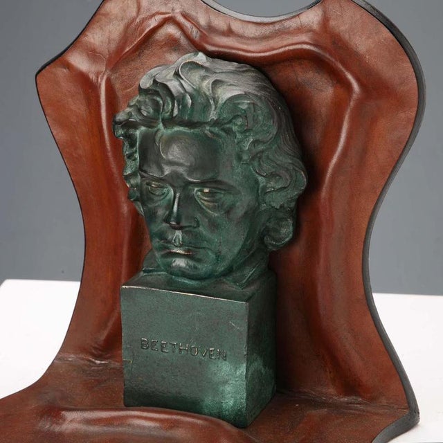 Brown Bronze and Leather Bookends, Set of 2 For Sale - Image 8 of 10
