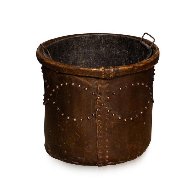 Antique Edwardian Vellum Clad Metal Lined Log Bucket, 1910 For Sale - Image 17 of 17