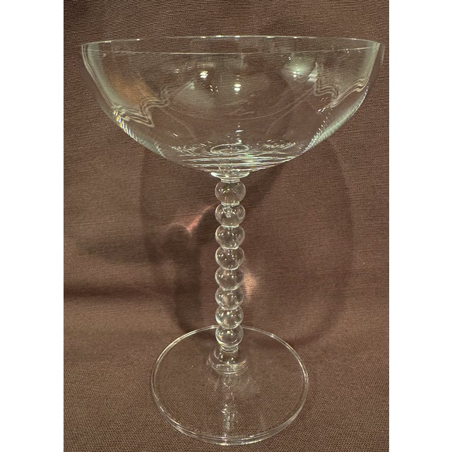 Contemporary 1990s Mikasa “Pearls” Crystal Champagne Coupes— Set of 4 For Sale - Image 3 of 9