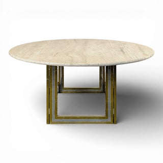Italian Dining Table with Travertine Top For Sale
