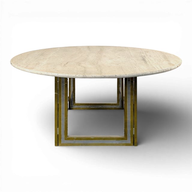 Italian Dining Table with Travertine Top For Sale