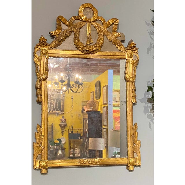 Louis XVI Period Gilt Wood and Polychrome Provincial Mirror For Sale - Image 9 of 9