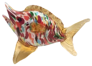 Vintage Multicolored Murano Glass Fish Figurine attributed to Fratelli Toso, 1950s