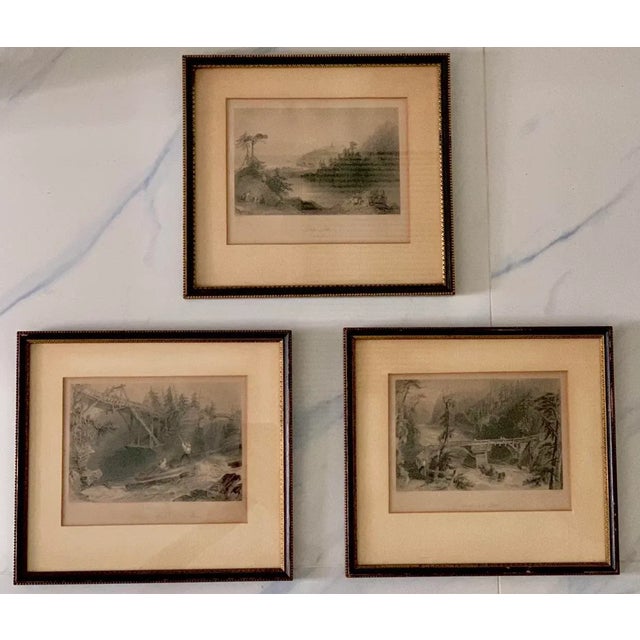 Antique 19th Steel Engravings W. H. Bartlett, by Artists J Sands, F W Topham, R Brandard Canadian Historical Views Framed U/Glass, Set of 3 For Sale - Image 12 of 13