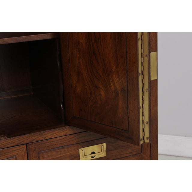 Wood Henredon Campaign Style Oak Bedroom Armoire For Sale - Image 7 of 17