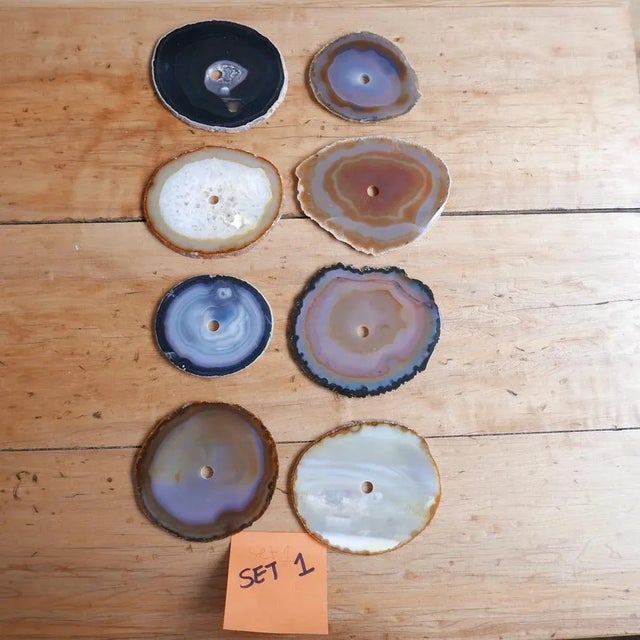 Mid-Century French Stone Coasters, Set of 8 For Sale - Image 4 of 9