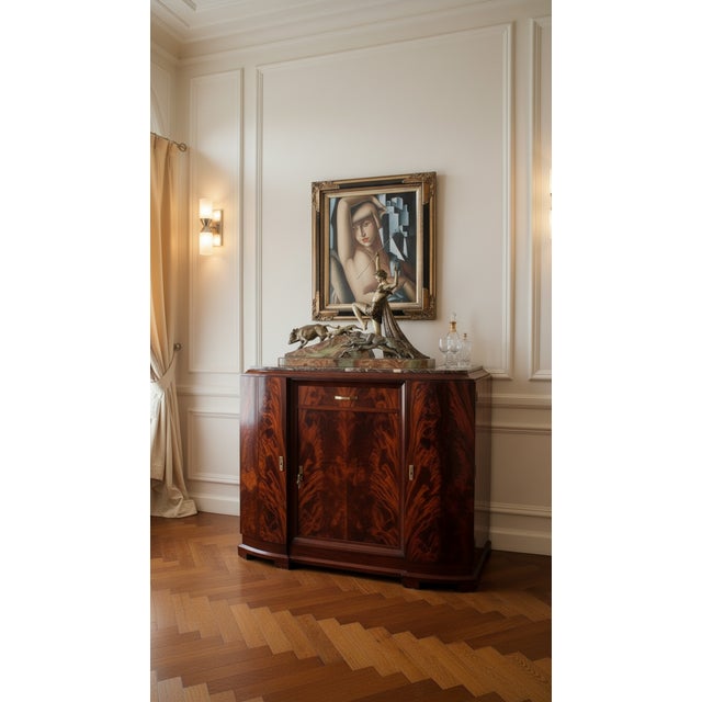 Museum-Quality French Art Deco Sideboard With Spectacular Limousin Bronze Sculpture For Sale - Image 11 of 11