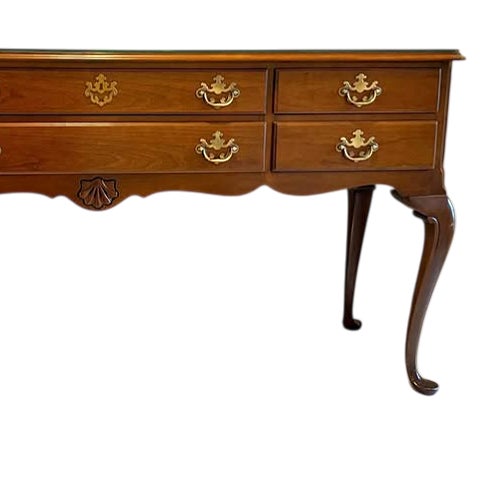 Queen Anne Drexel Cherry Wood Queen Anne 67" W X 33" H Sideboard or Console Table - Vintage 1970s For Sale - Image 3 of 4
