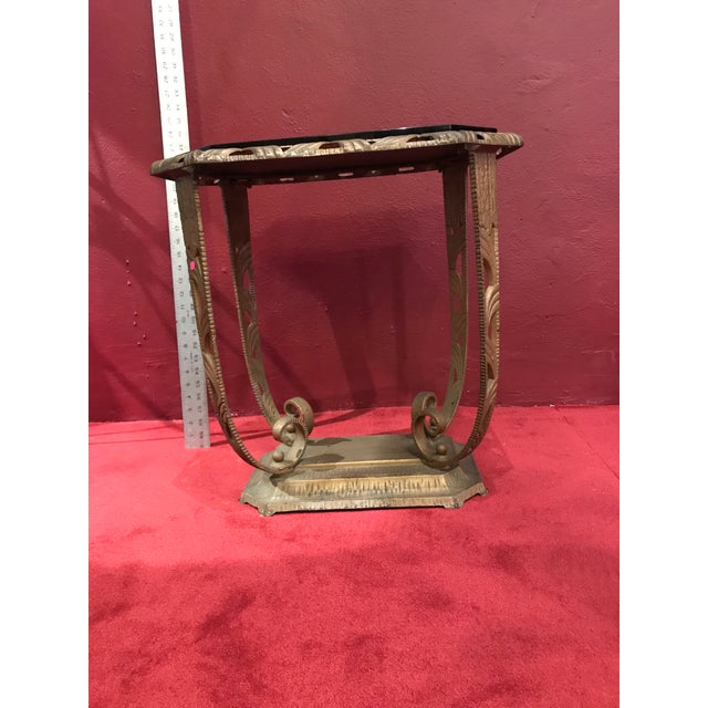 1930s Art Deco Table Metal Vitrolite Glass Top Stand For Sale - Image 4 of 8