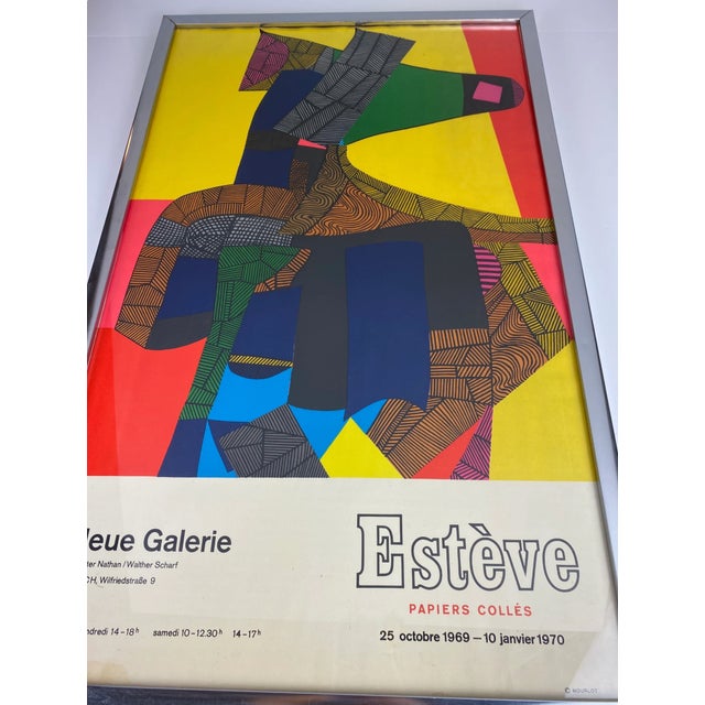 An original vintage modern art exhibition poster printed by the famed Parisian print house Mourlot Studios for Neue...