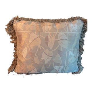 1980s Modern Leaf-Design Pillow With Side Fringe For Sale