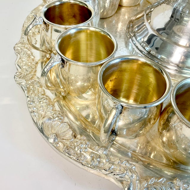 1940s Vintage Hollywood Regency Empire Towle Silver Plate Punch Bowl Set - 23 Pieces For Sale - Image 12 of 18