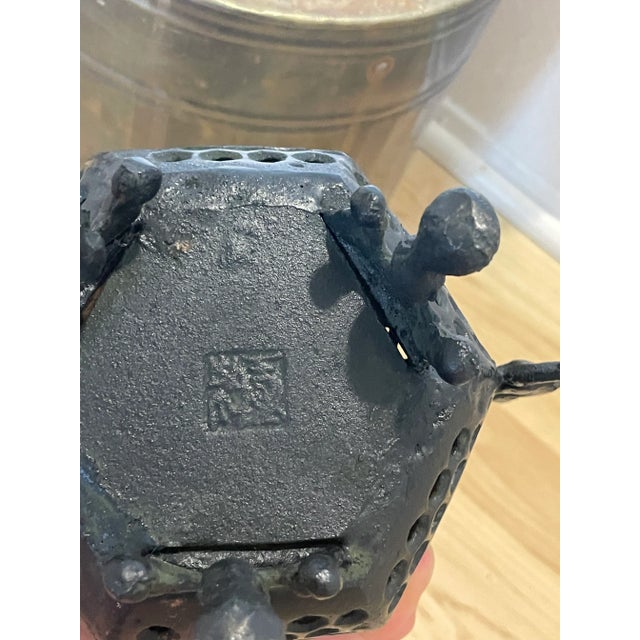 1900 - 1909 Chinese Brown Foo Dog Lid Floral Bronze Incense Burner For Sale - Image 5 of 7