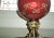 Vintage Hollywood Regency Brass & Red Ribbed Glass Table Lamp For Sale In Columbia, SC - Image 6 of 12
