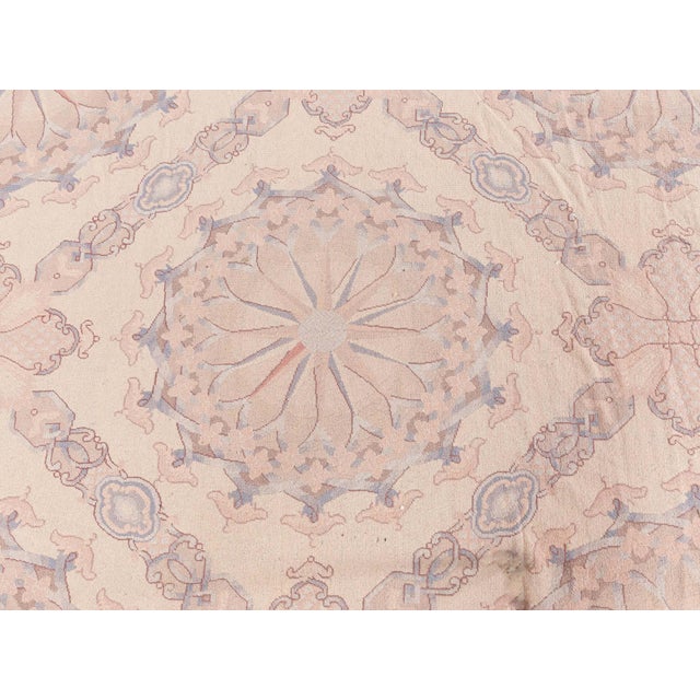 French Contemporary Aubusson Design Beige and Blue Needlework Rug by Doris Leslie Blau For Sale - Image 3 of 7