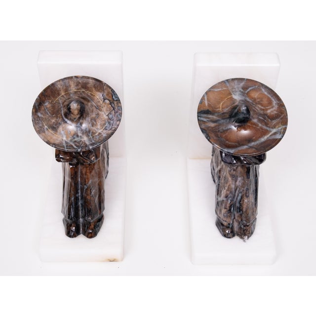 Brown White Marble Bookends, 1970s, Set of 2 For Sale - Image 8 of 10