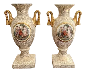 Antique Victorian Vases, 1890, Set of 2