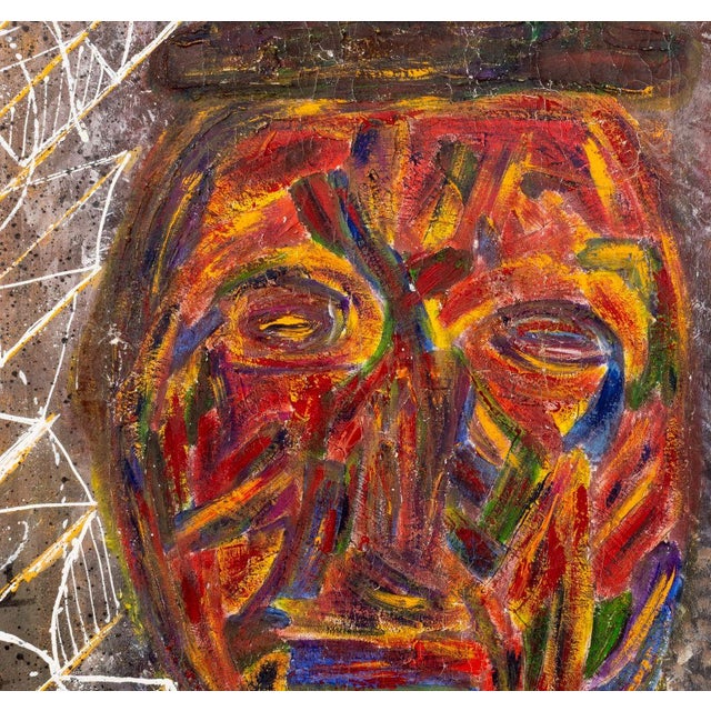 Mid 20th Century Angel and Masked Figure Oil on Canvas, 20th Century For Sale - Image 5 of 6