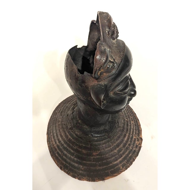 Metal Beninese Bronze & Rope Bust Sculpture For Sale - Image 7 of 8