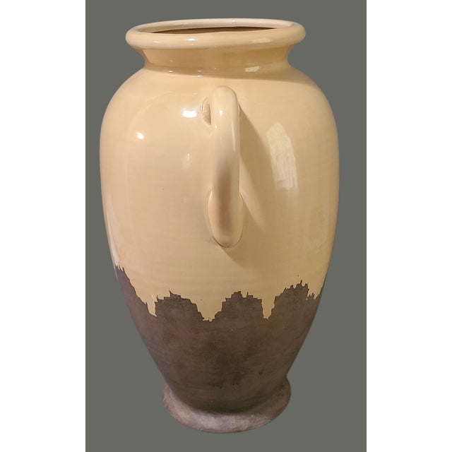 Contemporary Late 20th Century Glazed Ceramic Rustic Tuscan Two Handle Olive Jar Vase Jug For Sale - Image 3 of 7
