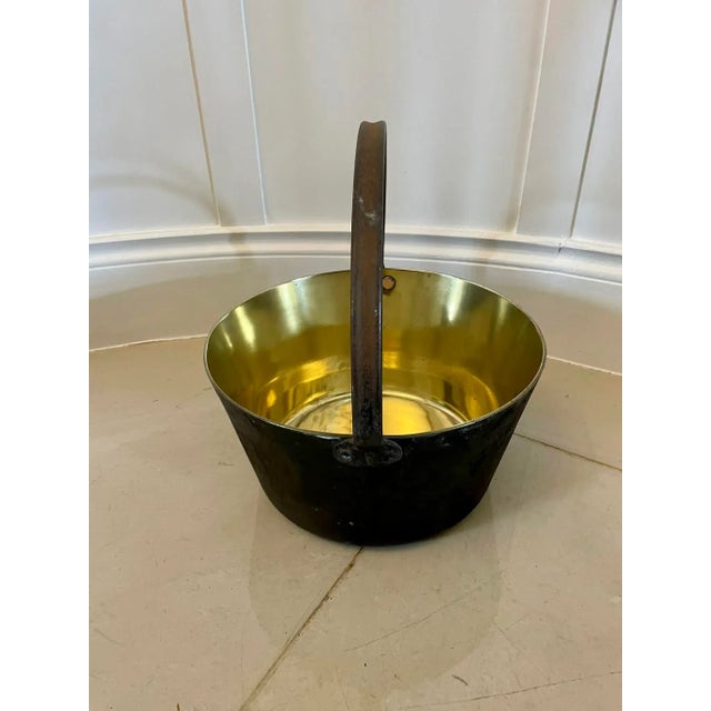 Large Antique Victorian Brass Pail For Sale - Image 6 of 7