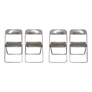 Piretti X Castelli "Plia" Lucite Folding Chairs, 4 For Sale