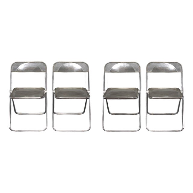 Piretti X Castelli "Plia" Lucite Folding Chairs, 4 For Sale