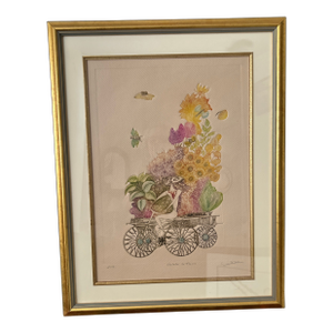 1960s Vendedor De Flores Signed Print Cises