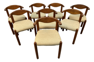Mid 20th Century Set of Eight Danish Teak Cowhorn Chairs by Dyrlund