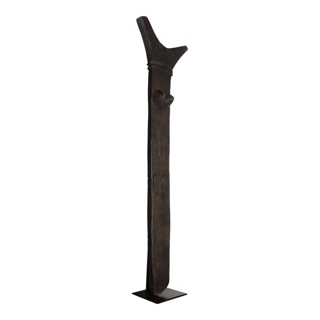 Mid-Century Toguna Sculpture in Burnt Oak on Metal Base by Dogon People, Mali For Sale