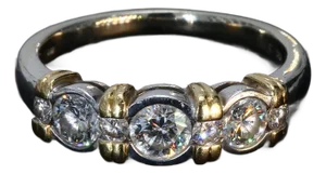 Mid 20th Century 18k White & Yellow Gold Diamond Three-Stone Bezel Set Ring - Size 7
