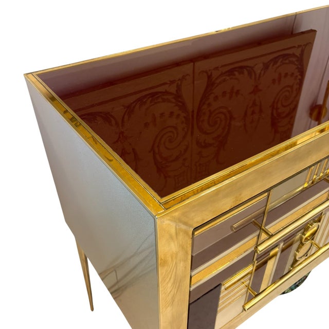 Gold, Burgundy and Pink Murano Glass Sideboard, 1980s For Sale - Image 4 of 7
