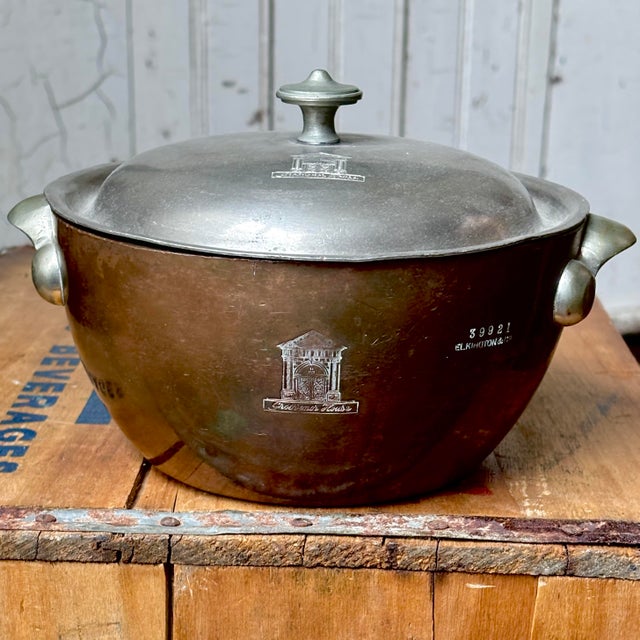 Rare, museum-quality antique copper serving tureen custom-made by legendary English silversmith Elkington & Co. for...