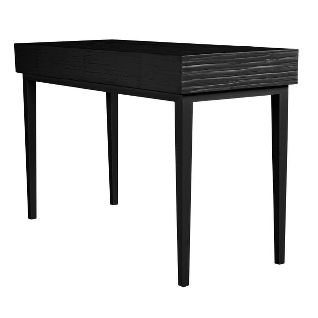 Add a modern tropical vibe to your workday with this relaxed desk. Rattan gets an edgy update with a crushed bamboo desk...