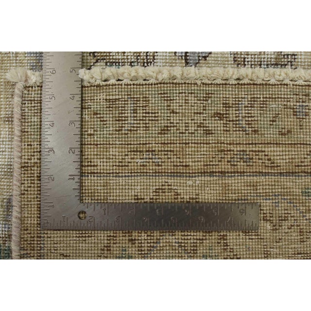 Tabriz Rug 9’2” X 10’8” Beige Wool Vintage Distressed Hand-Knotted Carpet For Sale - Image 15 of 15
